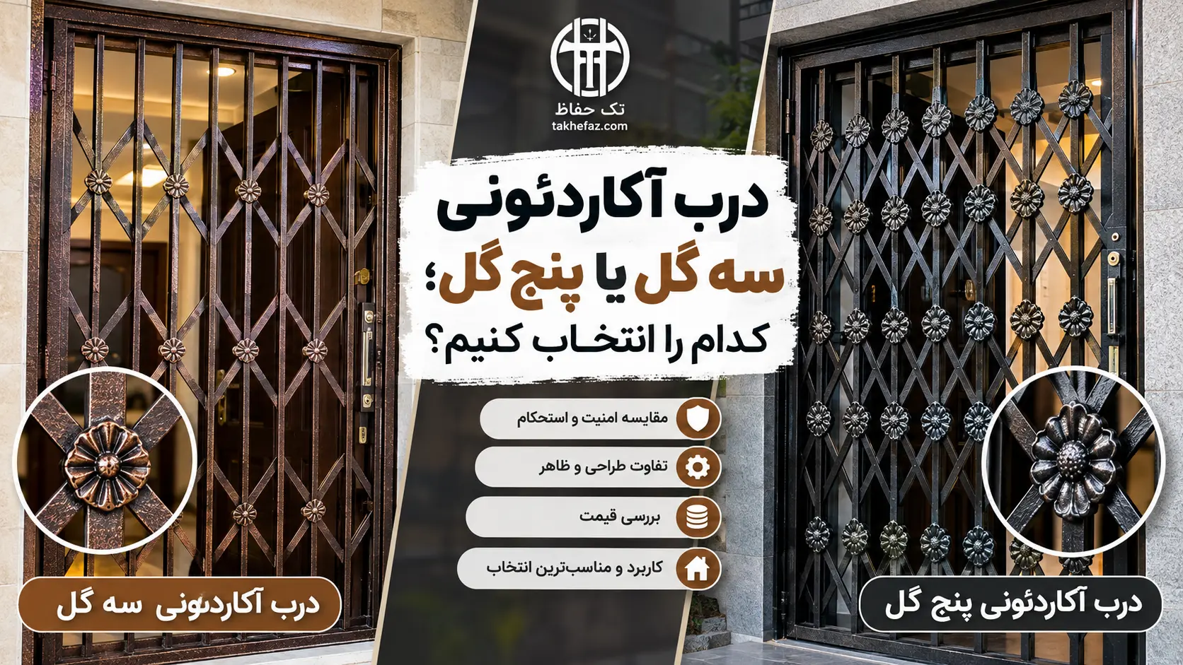 درب آکاردئونی سه گل یا پنج گل